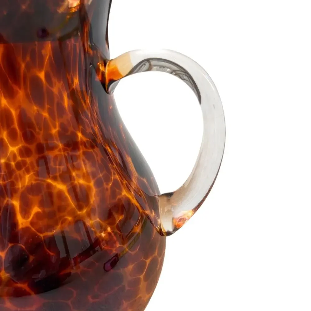 NEW Hand Blown Tortoise Shell Glass Pitcher 9.5in Chic Barware